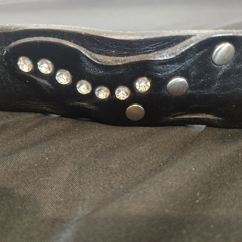 Unbranded Unique Serpentine Leather And Rhinestone Belt